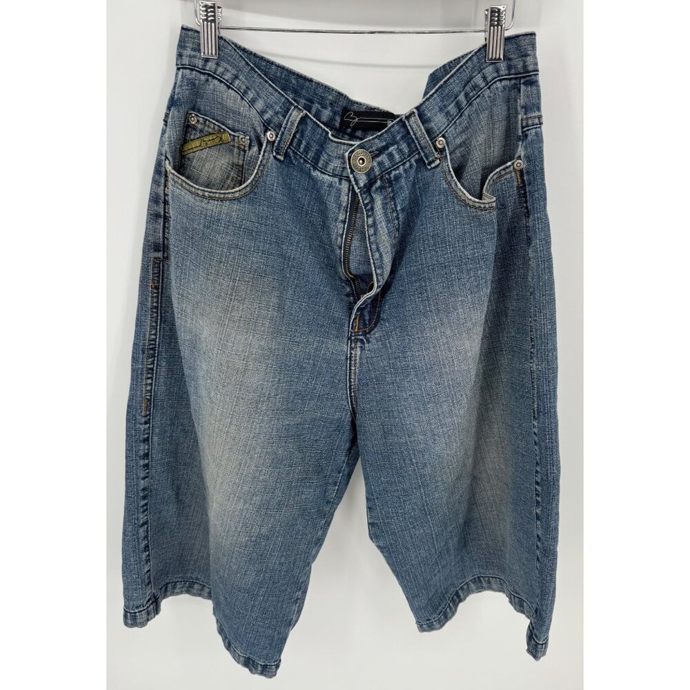 Brooklyn Xpress Mens Vintage Wide Leg Knee Length Denim Jean Short